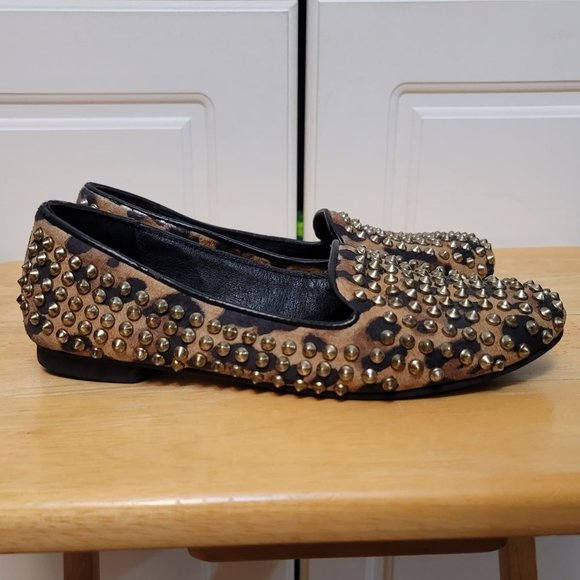 Steve Madden Leopard Print Brass Stud Flats - Picture 5 of 11